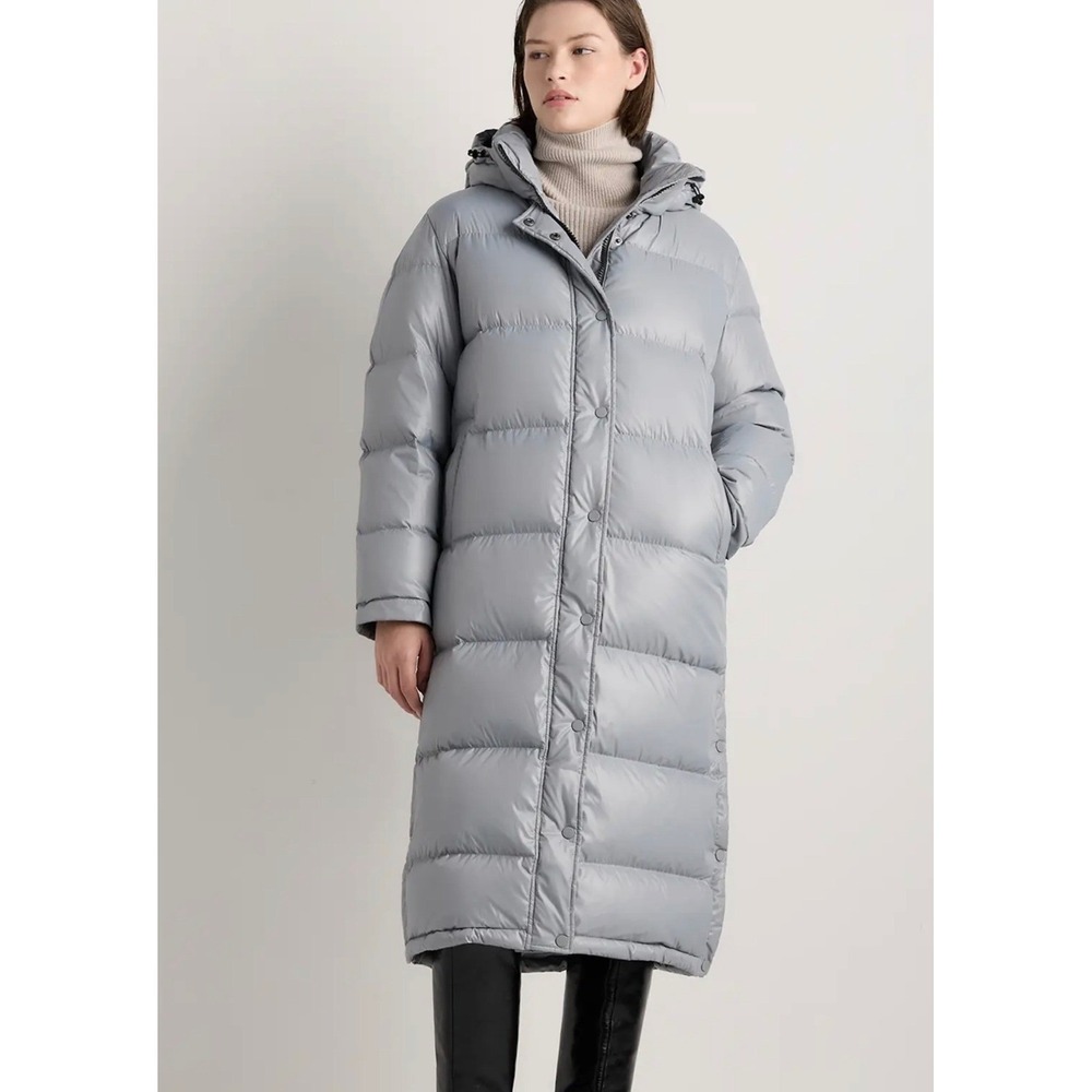 Quince Responsible Goose Down Long Puffer Jacket with Hood XL Feather Grey NEW!
